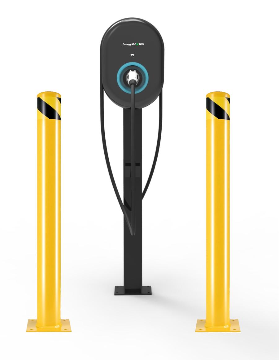 PowerUp 32 EV Charger with Pedestal and Bollards